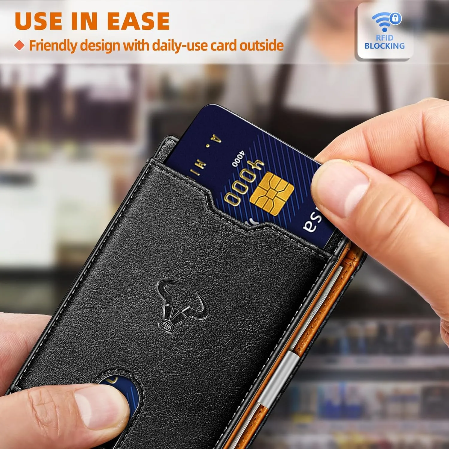 BULLIANT Men Wallet, Slim Leather Wallet Money Clip for Gift Men 3"X4.3" RFID Blocking 11 Cards