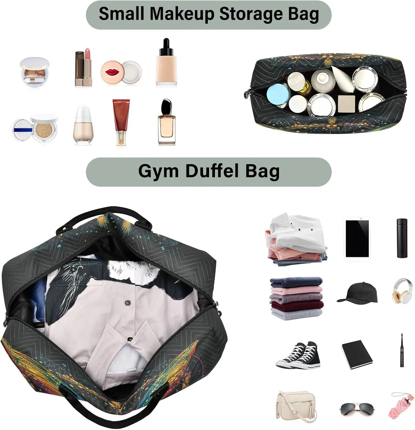 Butterfly Travel Duffle Bag Gym Bag, Butterfly Mandala Dreamcatcher Weekender Bags for Women with Toiletry Bag Travel Tote Bag Swim Bag