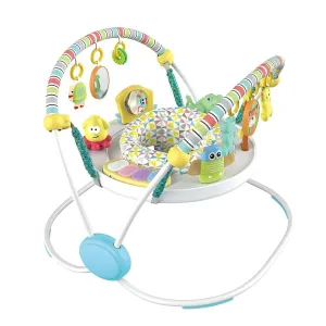 CAM2 Baby Bouncer Baby Jumpers Infant Activity Center with Music Lights Sounds, 360° Rotating Seat,Surrounded by 12 Different Types of Toys,Activity Center for 4 Month ,White
