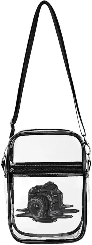 Camera Melt Clear Stadium Crossbody Bags Adjustable Strap Shoulder Purse for Women and Men