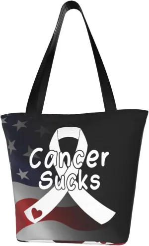 Cancer Sucks Lung Cancer Awareness Fashion Shoulder Bag Large Capacity For Man Or Woman
