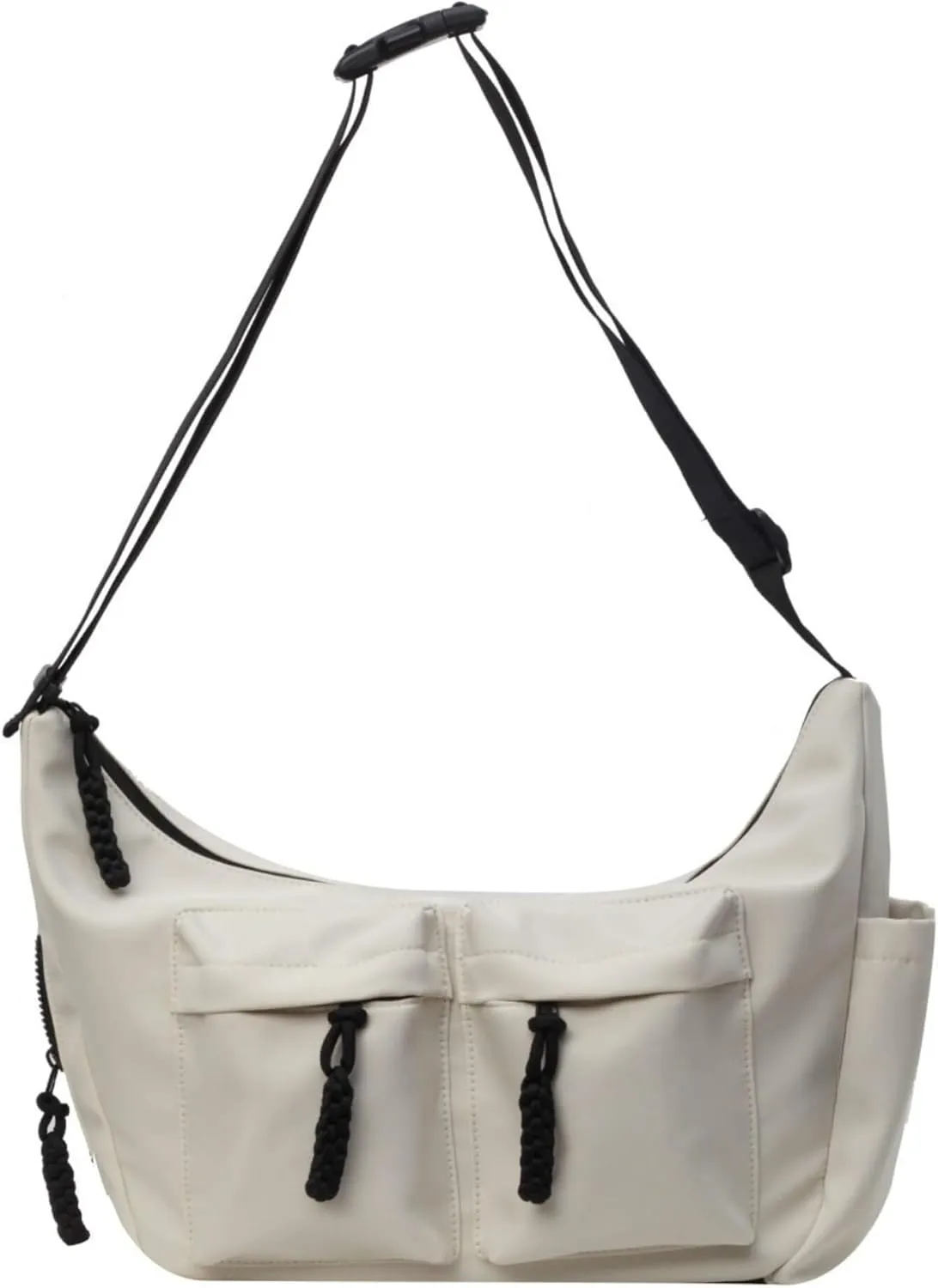 Canvas Crossbody Crescent Bag for Women Men, Lightweight Hobo Purse with Adjustable Strap