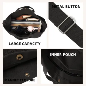 Canvas Tote Bag For Women inside out bag Crossbody Handbag with Adjustable Strap and Coin Purse for Work,Travel,Grocery