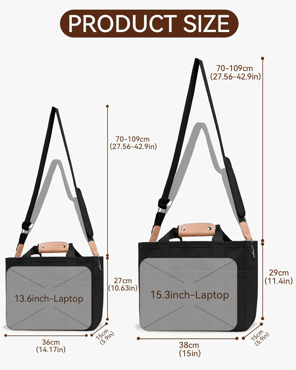 Canvas Tote Bag with Multi-Pocket for Women Large Crossbody Shoulder Handbag Everything Tote Bag with Compartments