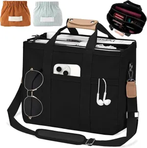 Canvas Work Tote With Pockets For Women - Crossbody Nurse Bag With Compartments