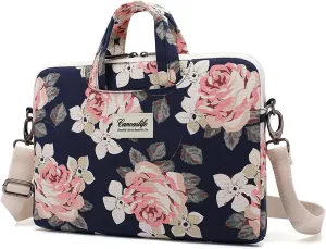 canvaslife White Rose waterproof Patten Canvas Laptop Shoulder Messenger Bag Case Sleeve for 11 Inch 12 Inch 13 Inch Laptop and 11/12/ 13