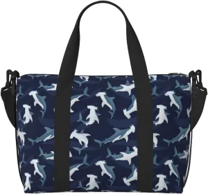 Carry On Duffle Bags Overnight Weekender Bags for Women, Cartoon Cute Hammerhead Shark Personal Item Travel Bag, Travel Essentials Sport Gym Bag for Men Women