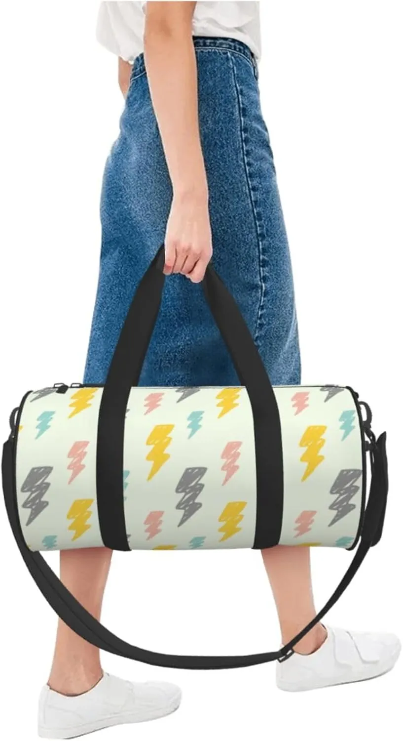 Carton Thunders Round Travel Duffel Bag Large Capacity Gym Sports Bags for Hiking Vacation Trips