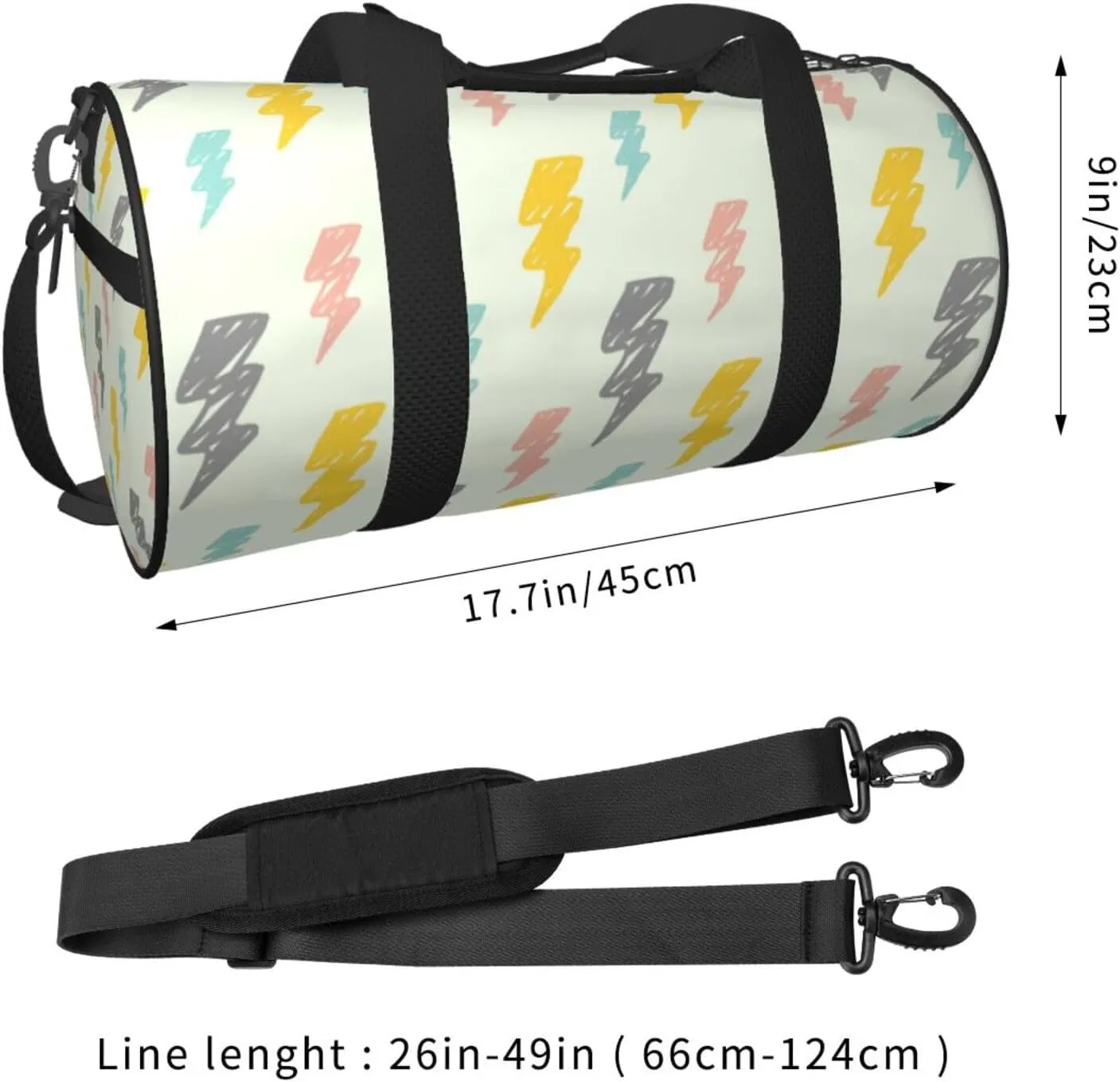 Carton Thunders Round Travel Duffel Bag Large Capacity Gym Sports Bags for Hiking Vacation Trips