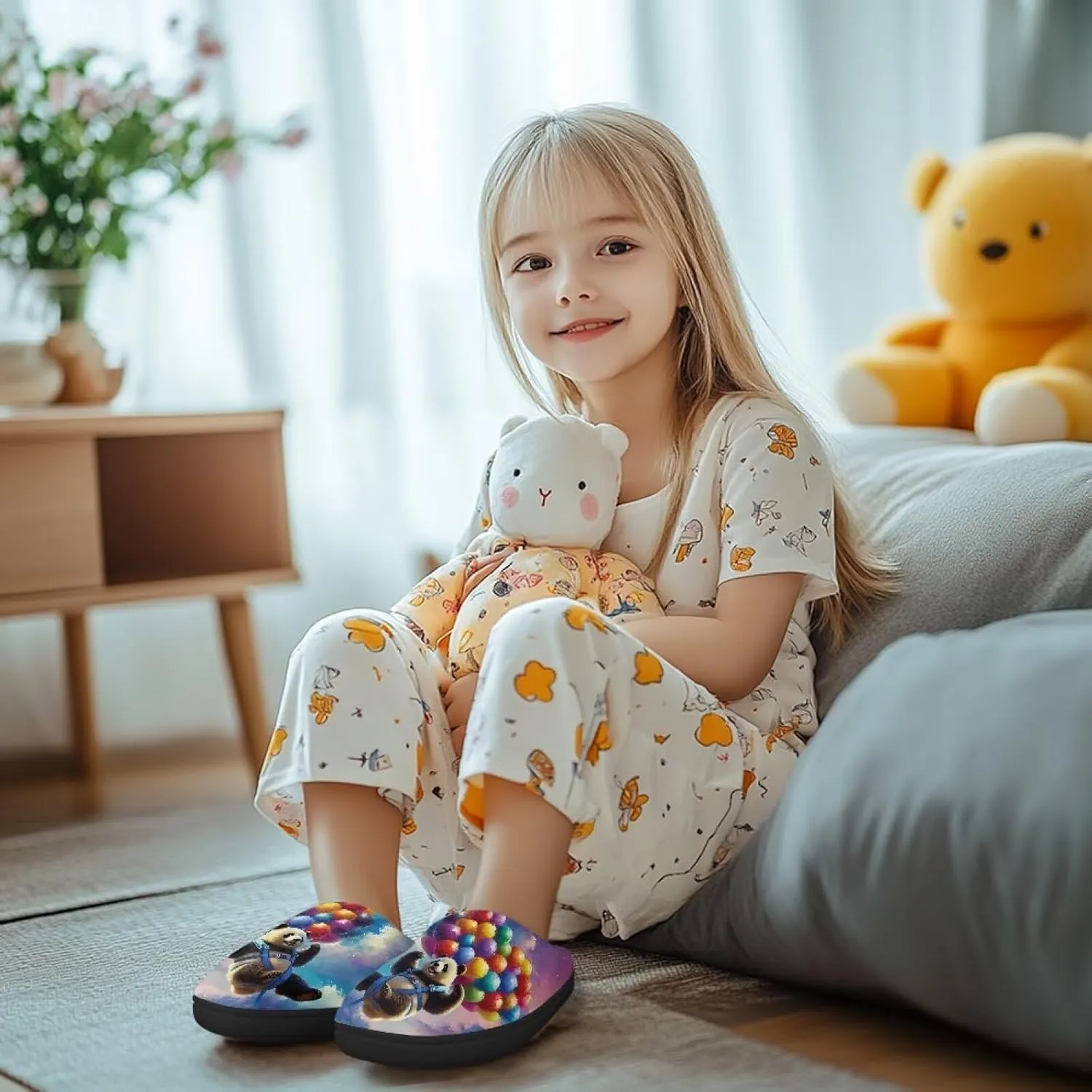 Cartoon Animal Children's Plush Slippers Washable House Slippers Cute Patterns Comfortable Flannel Indoor Winter Shoes SizeUS 9-15