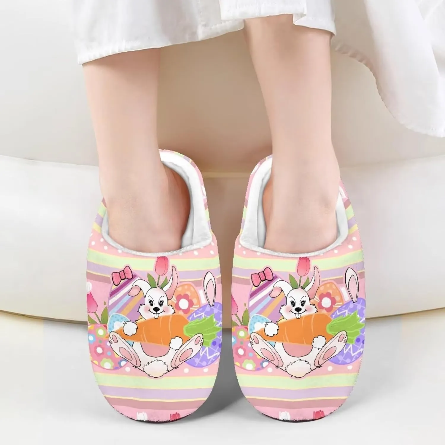 Cartoon Animal Girls Boys Fluffy Slippers Comfy Closed Toe Shoes Slip-on Slides for Kids House Indoor Slippers SizeUS 9-15