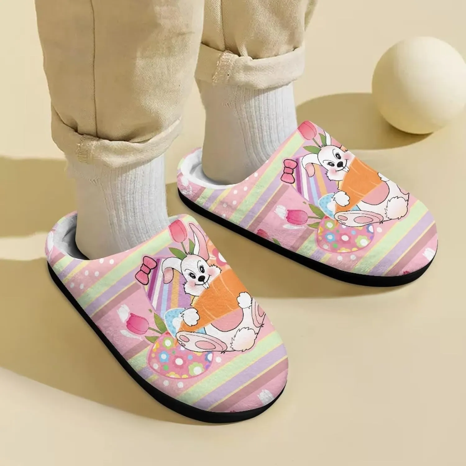 Cartoon Animal Girls Boys Fluffy Slippers Comfy Closed Toe Shoes Slip-on Slides for Kids House Indoor Slippers SizeUS 9-15
