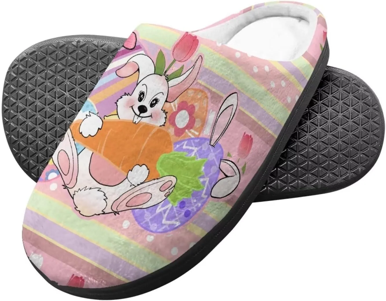 Cartoon Animal Girls Boys Fluffy Slippers Comfy Closed Toe Shoes Slip-on Slides for Kids House Indoor Slippers SizeUS 9-15