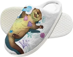 Cartoon Animals Plush Slippers for Kids Warm Fuzzy Indoor Shoes Boys Girls Cozy Winter Slippers Closed Toe Bedroom Soft Non Slip House Slippers US Size 9-15