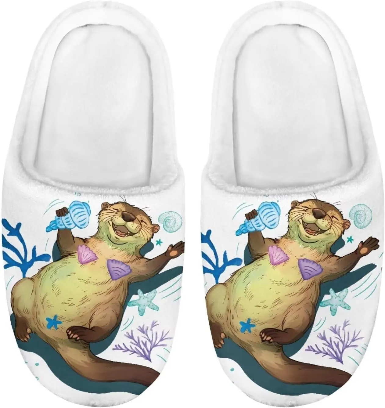 Cartoon Animals Plush Slippers for Kids Warm Fuzzy Indoor Shoes Boys Girls Cozy Winter Slippers Closed Toe Bedroom Soft Non Slip House Slippers US Size 9-15