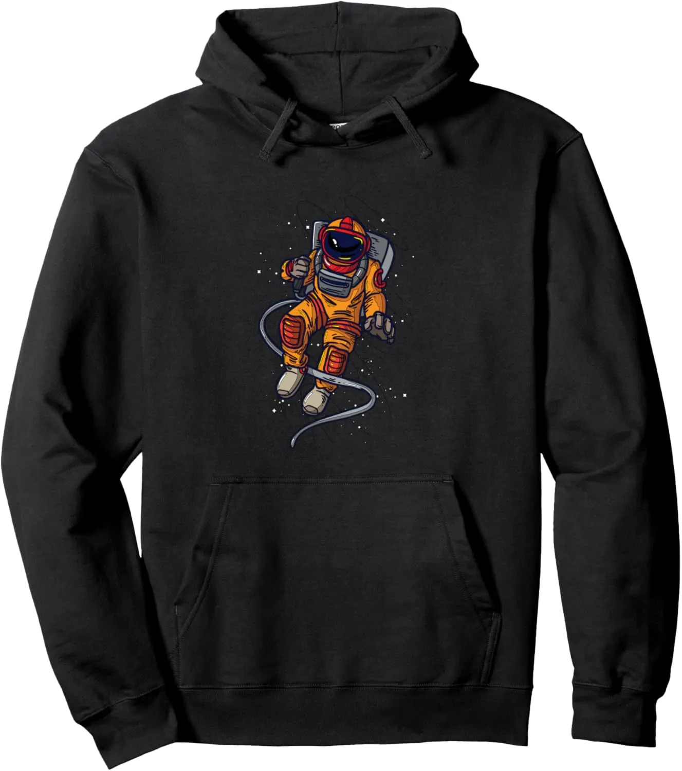 Cartoon Astronaut With Jetpack Fun Space Illustration Pullover Hoodie