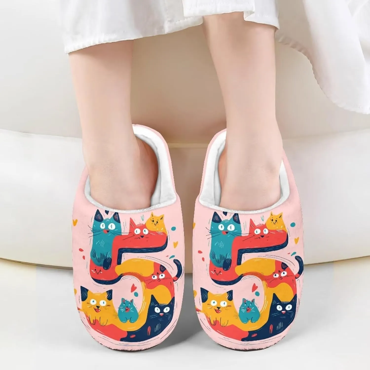 Cartoon Children's Plush Slippers for Boys Girls House Fuzzy Non-Slip Winter Warm Fluffy Lightweight Comfort Soft Indoor Outdoor Washable Slippers US Size 9-15