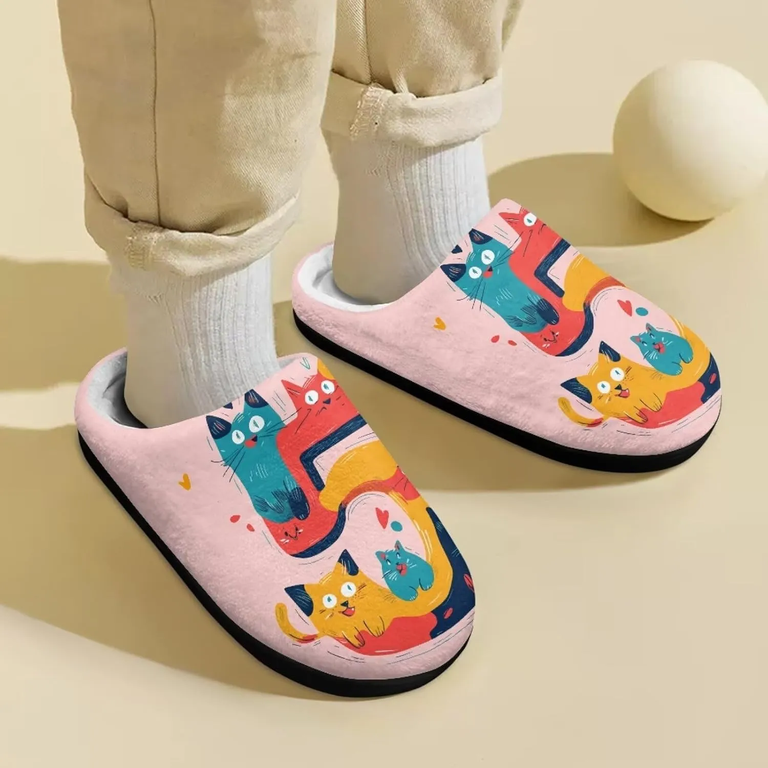 Cartoon Children's Plush Slippers for Boys Girls House Fuzzy Non-Slip Winter Warm Fluffy Lightweight Comfort Soft Indoor Outdoor Washable Slippers US Size 9-15