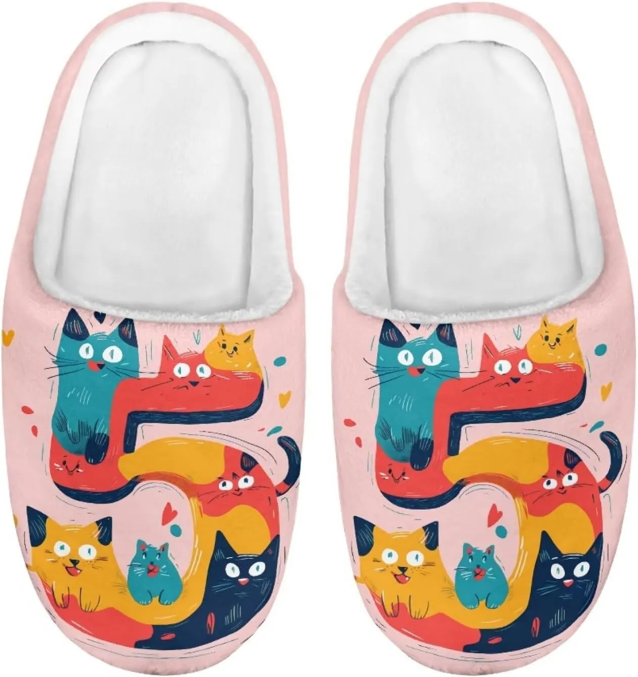 Cartoon Children's Plush Slippers for Boys Girls House Fuzzy Non-Slip Winter Warm Fluffy Lightweight Comfort Soft Indoor Outdoor Washable Slippers US Size 9-15