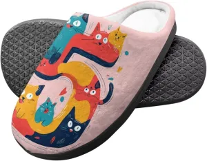 Cartoon Children's Plush Slippers for Boys Girls House Fuzzy Non-Slip Winter Warm Fluffy Lightweight Comfort Soft Indoor Outdoor Washable Slippers US Size 9-15