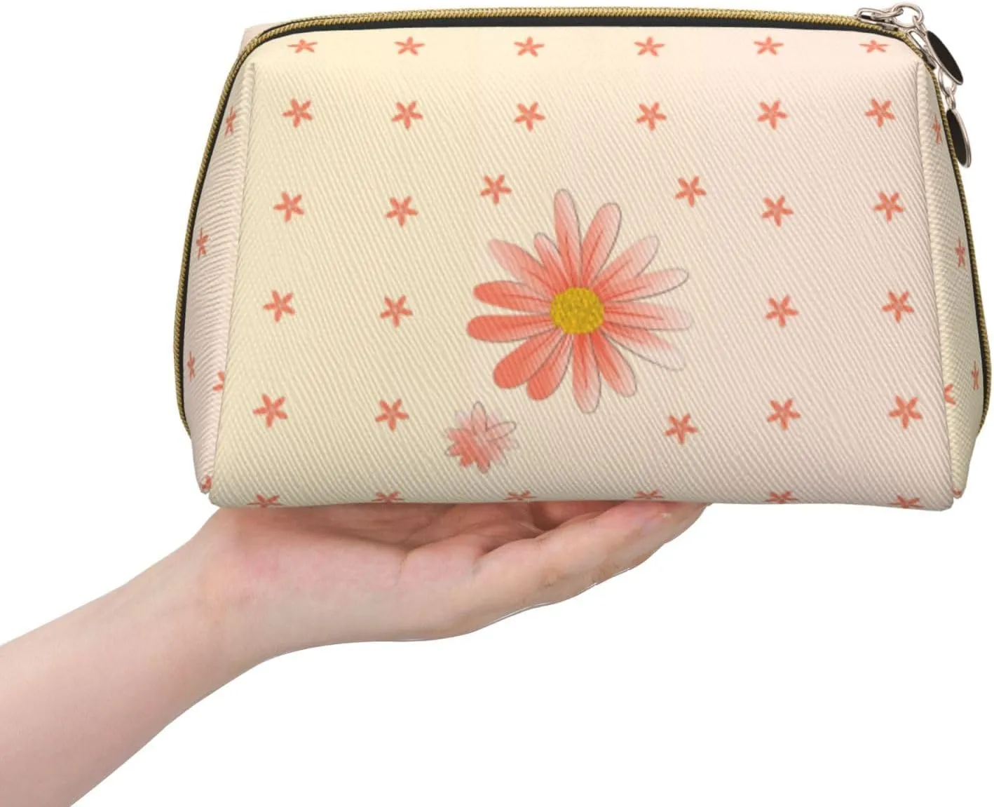 Cartoon Chrysanthemummakeup Bag Organizer,Toiletry Cosmetic Bag,Zipper Pouch Brushes Storage Case(Large)