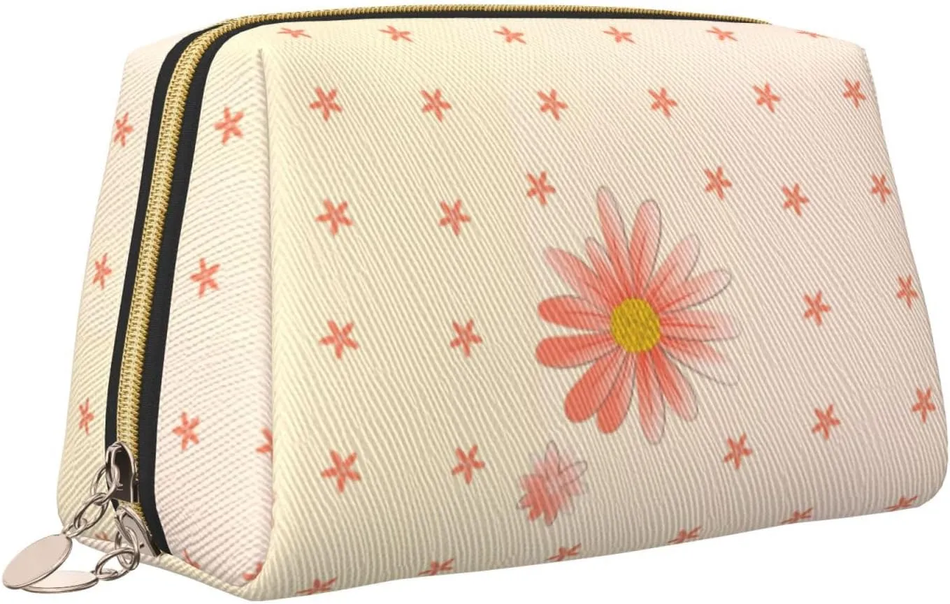 Cartoon Chrysanthemummakeup Bag Organizer,Toiletry Cosmetic Bag,Zipper Pouch Brushes Storage Case(Large)