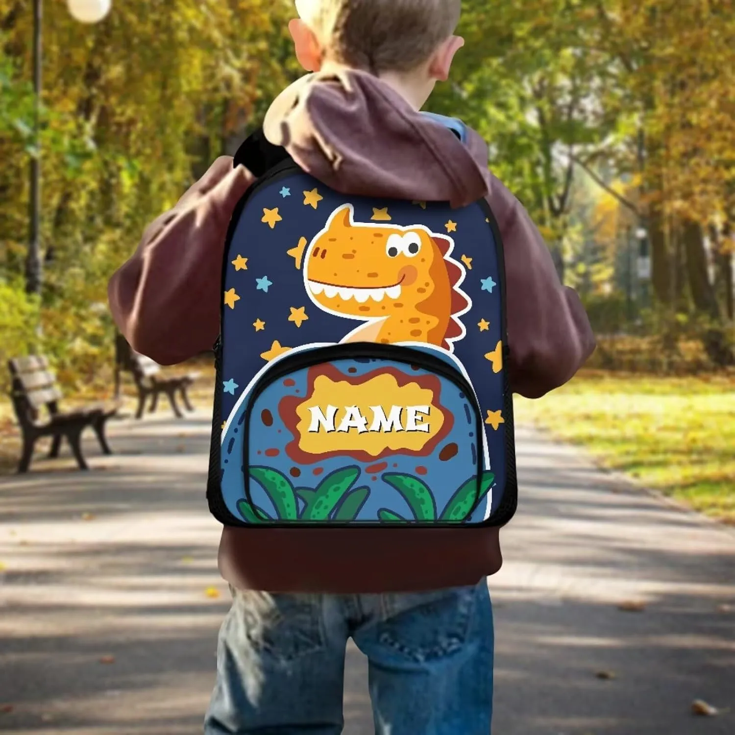 Cartoon Dinosaur and Star Preschool Toddler Backpack for Boys Girls, Children's School Mini Backpack for School and Travel, Kindergarten Elementary Kids Bag