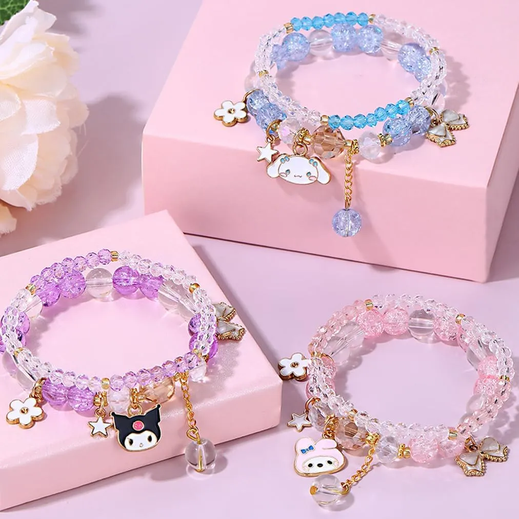 Cartoon Mini Crossbody Bag, Cute Mini Wallet for Women and Girl, PU Messenger Shoulder Bag Purse and Bracelet, 3Pcs