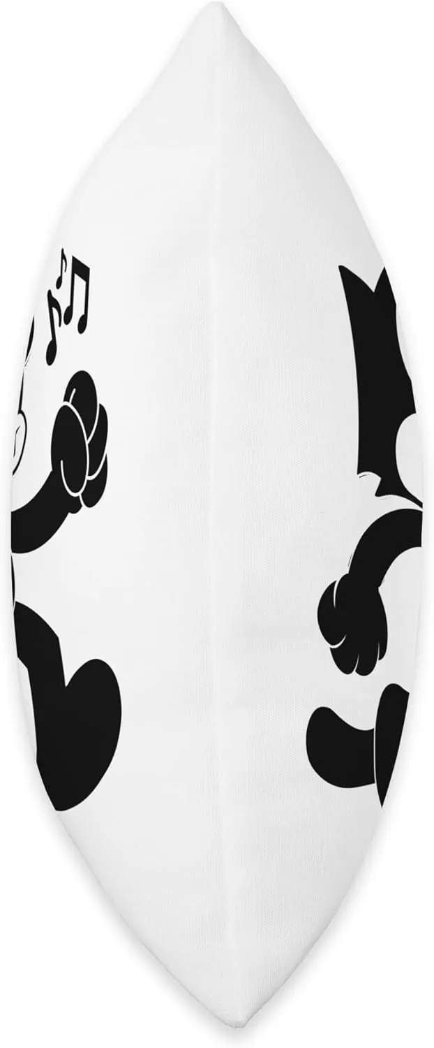 Cartoon Whistling and Walking Music Notes Felix Tee Throw Pillow, 18x18, Multicolor