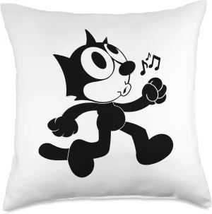 Cartoon Whistling and Walking Music Notes Felix Tee Throw Pillow, 18x18, Multicolor