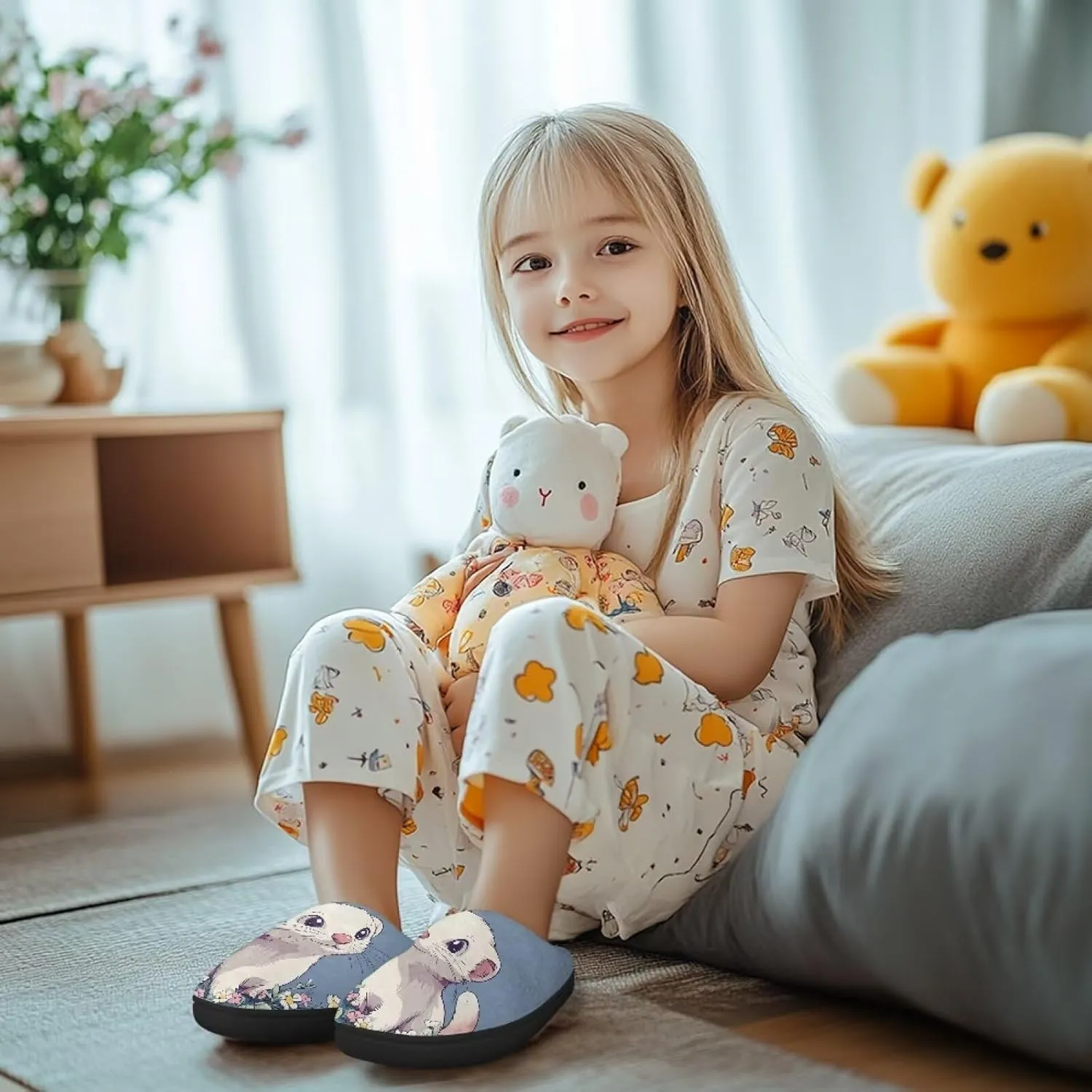 Cartoon Winter Plush Warm Slippers for Kids Boys Girls Slip On House Slippers Flannel Fuzzy Indoor Shoes SizeUS 9-15