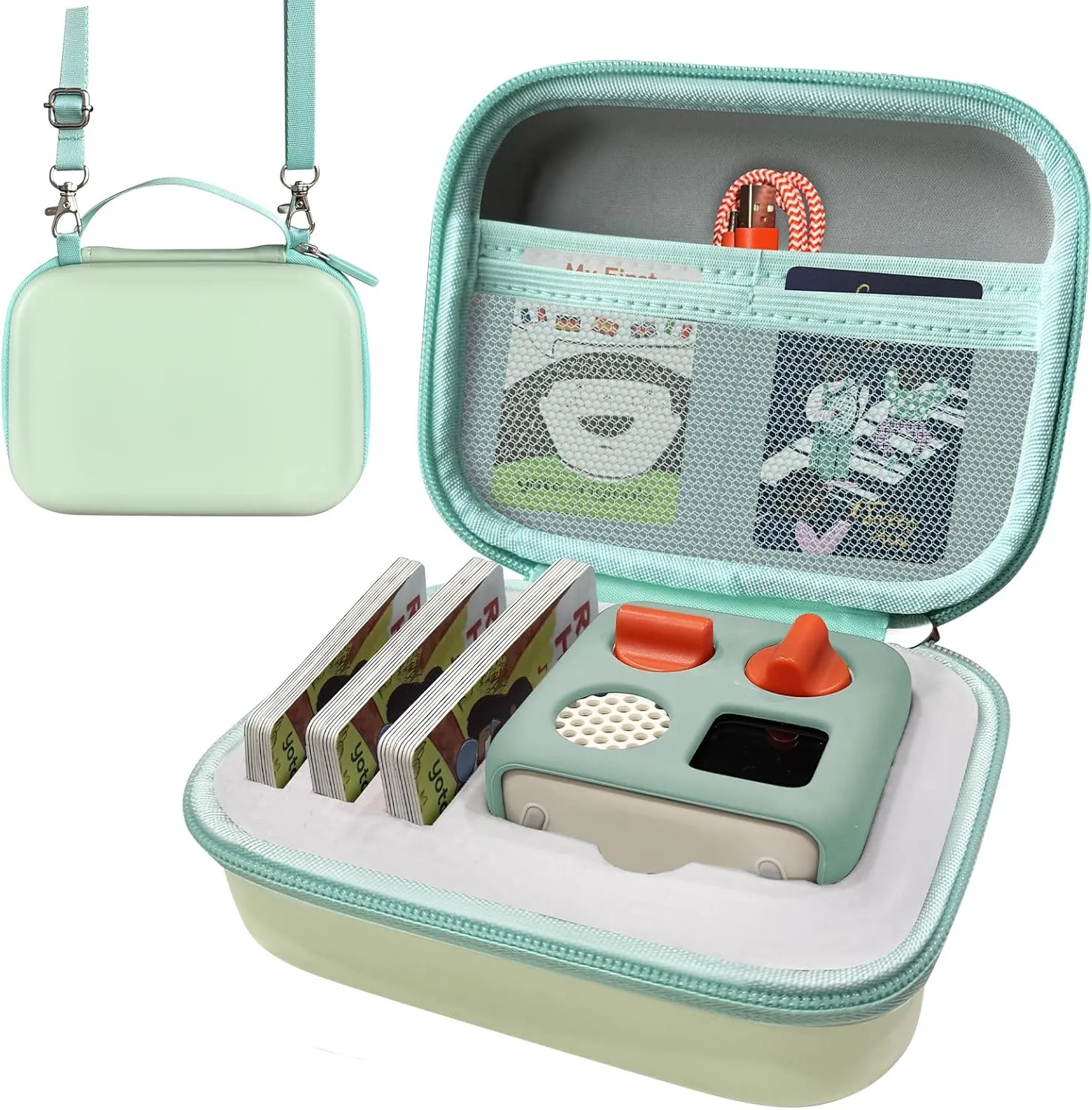 Case Compatible with Yoto Mini Kids Bluetooth Audio Player, Travel Storage Holder for Children’s Speaker Plays Stories Music Podcast Radio Cards (Bag Only)- (Light Green)