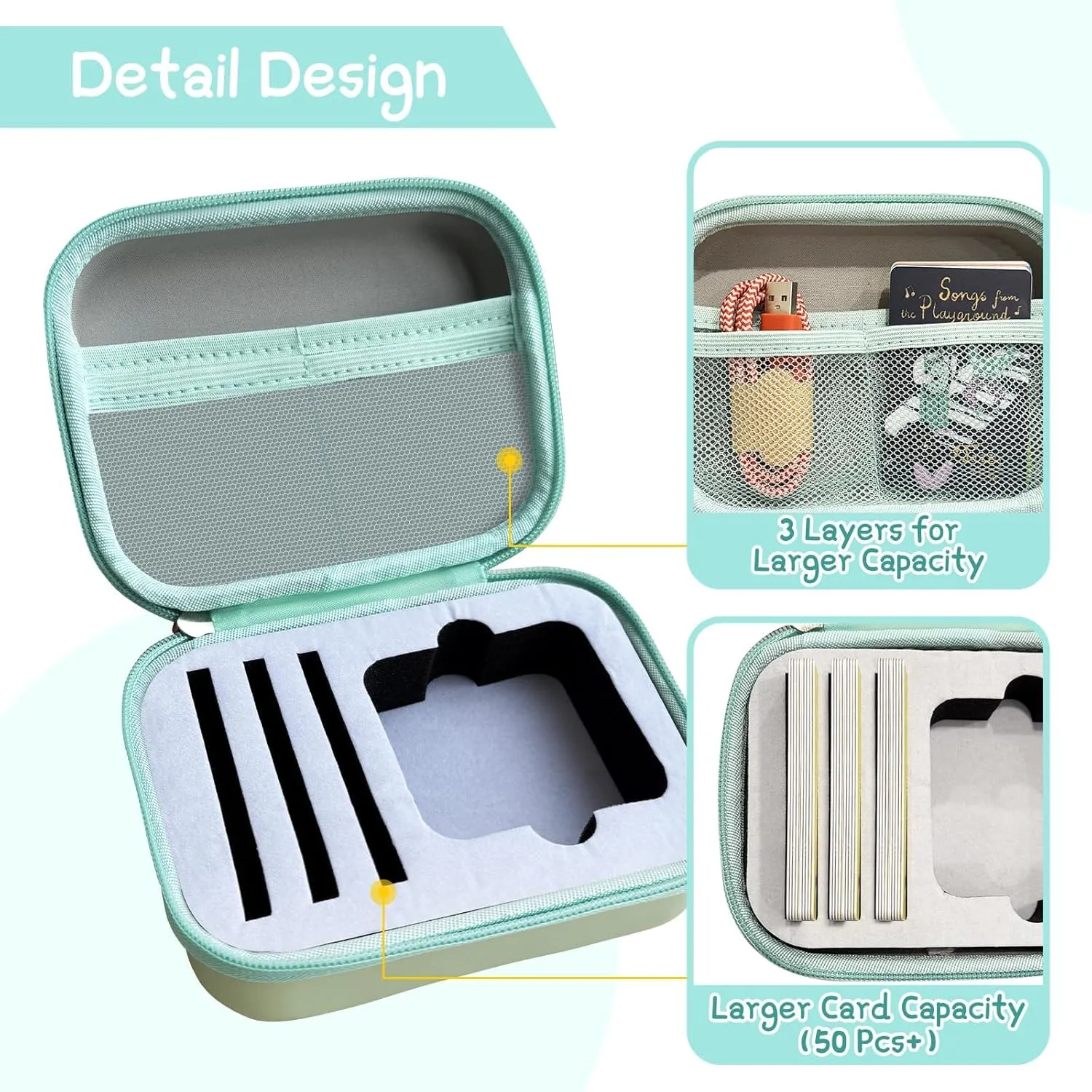 Case Compatible with Yoto Mini Kids Bluetooth Audio Player, Travel Storage Holder for Children’s Speaker Plays Stories Music Podcast Radio Cards (Bag Only)- (Light Green)