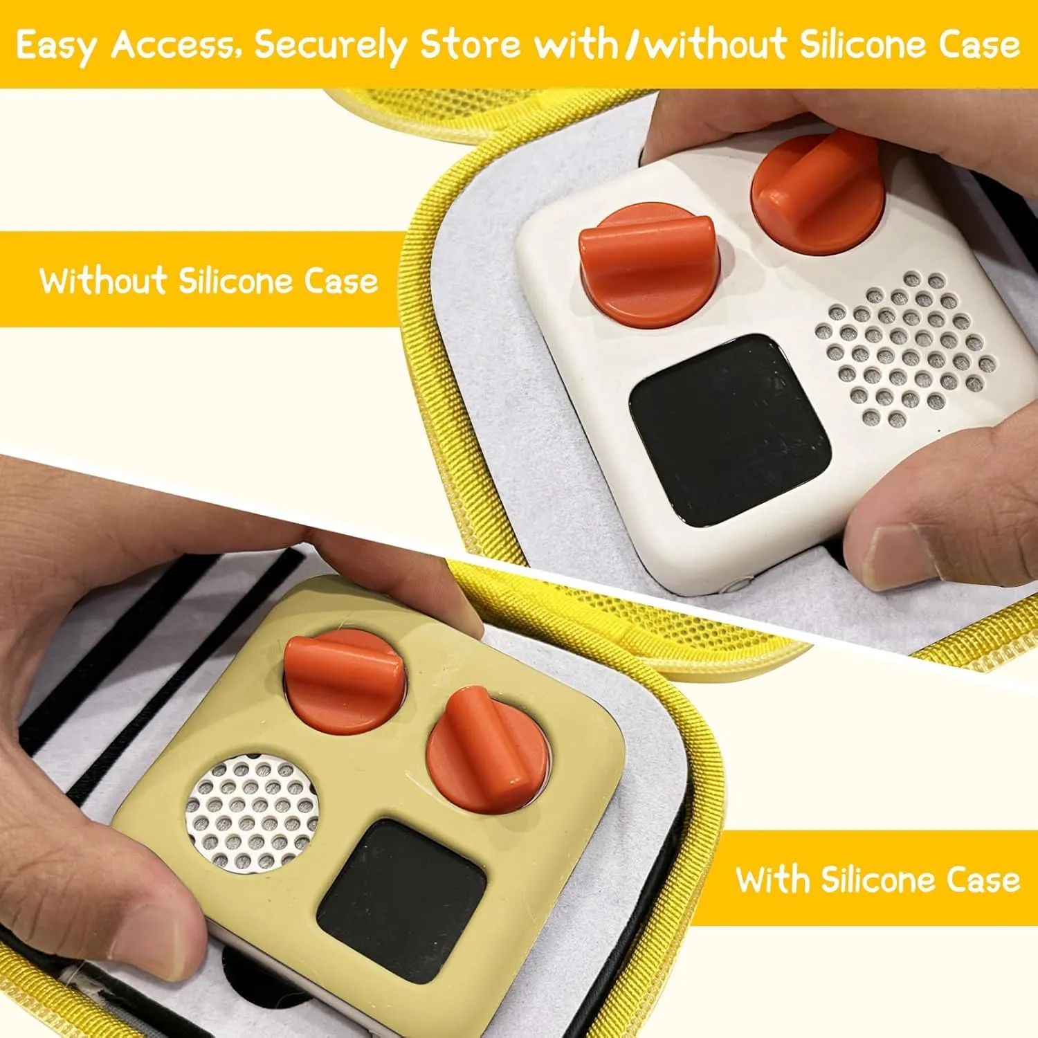 Case Compatible with Yoto Mini Kids Bluetooth Audio Player, Travel Storage Holder for Children’s Speaker Plays Stories Music Podcast Radio Cards (Bag Only)- (Yellow)