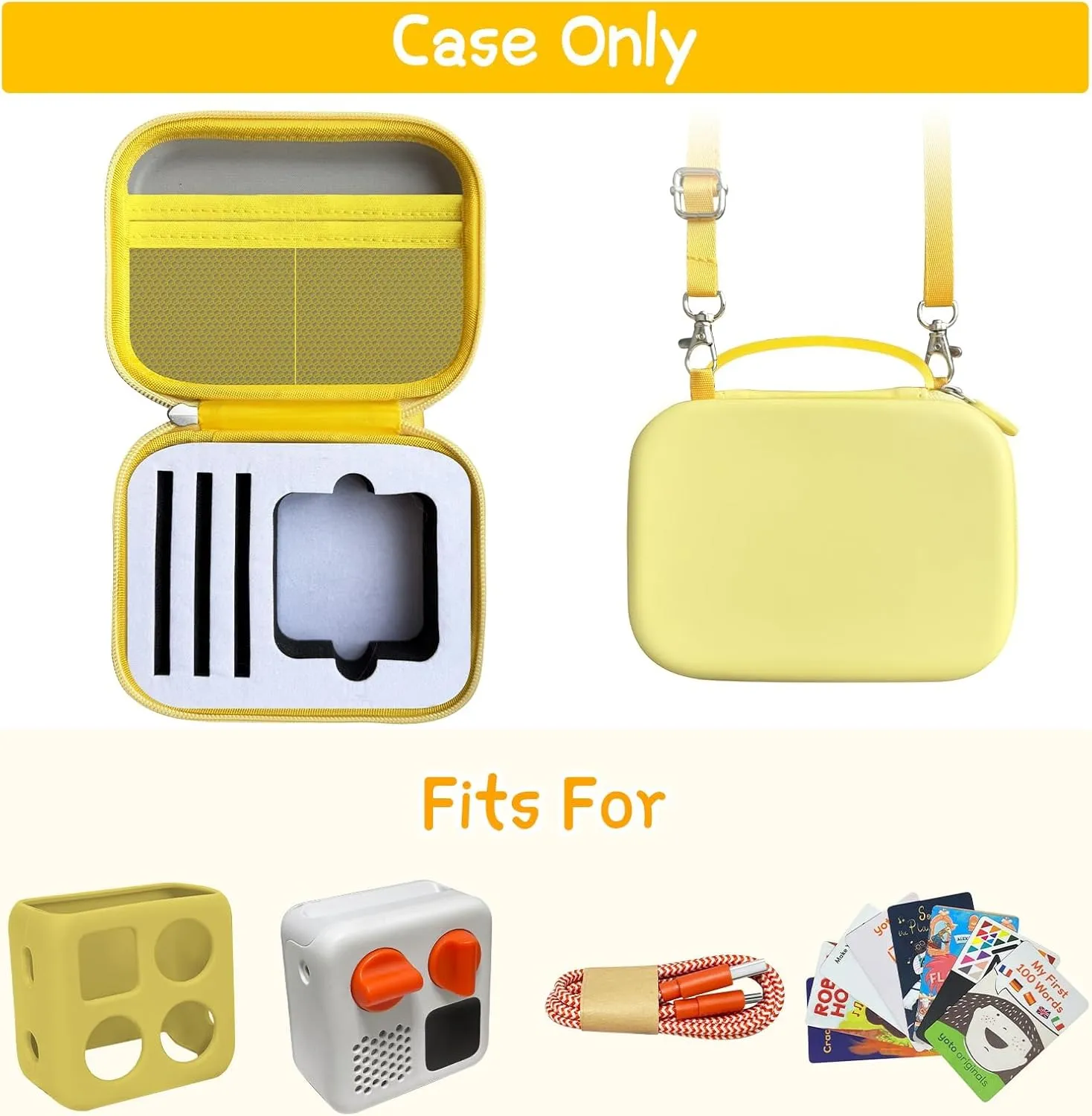 Case Compatible with Yoto Mini Kids Bluetooth Audio Player, Travel Storage Holder for Children’s Speaker Plays Stories Music Podcast Radio Cards (Bag Only)- (Yellow)