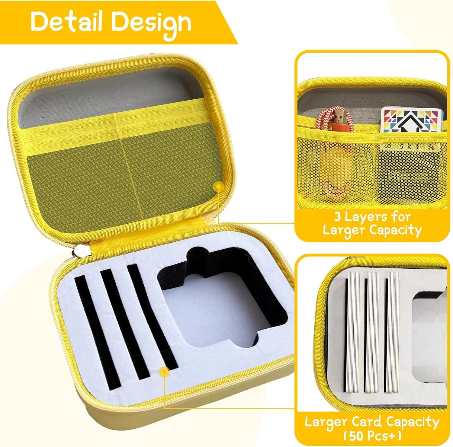 Case Compatible with Yoto Mini Kids Bluetooth Audio Player, Travel Storage Holder for Children’s Speaker Plays Stories Music Podcast Radio Cards (Bag Only)- (Yellow)