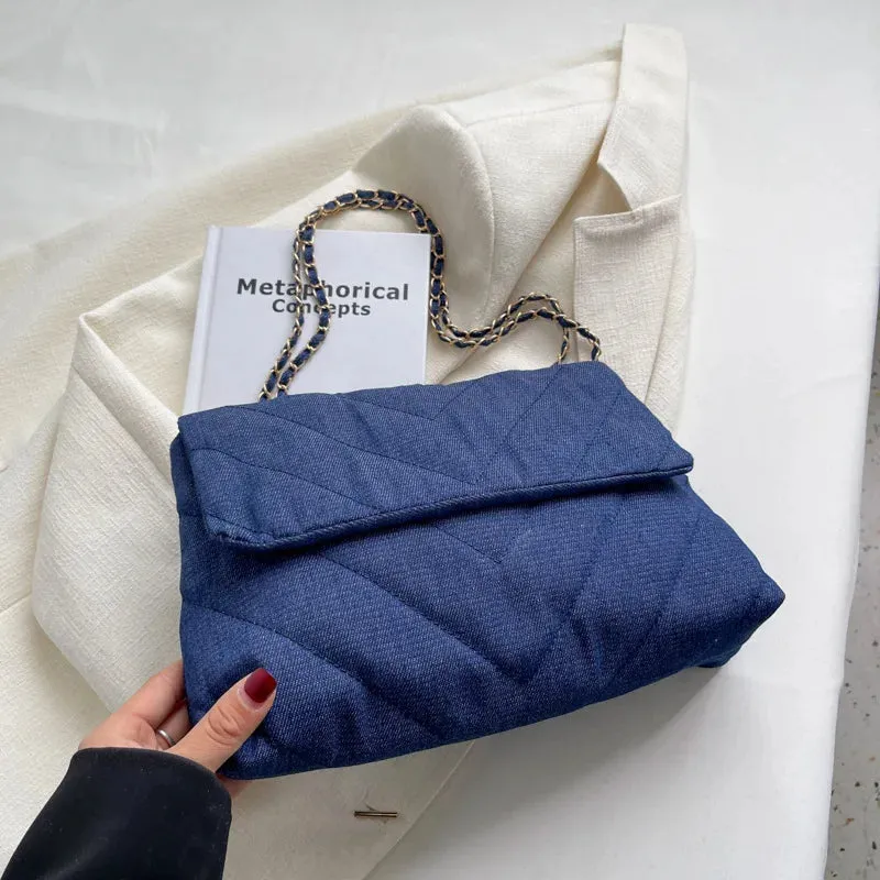 Casual Solid Canvas Women Shoulder Bag Fashion Chain Crossbody Bags High Capacity Lady Handbags