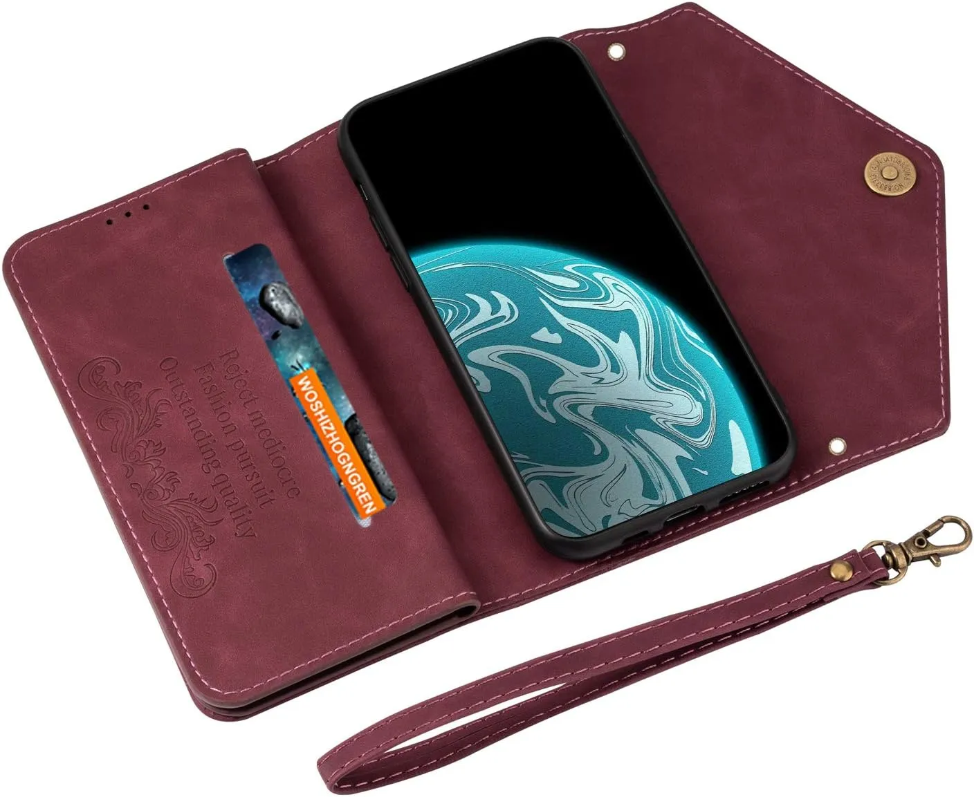 CCSamll for Samsung Galaxy Note 20 Wallet Case Crossbody Bag Purses for Women, RFID Blocking Zipper Handbag Neck Strap Lanyard Cover with 9 Card Slot Holder Phone Case for Note 20 XK Wine