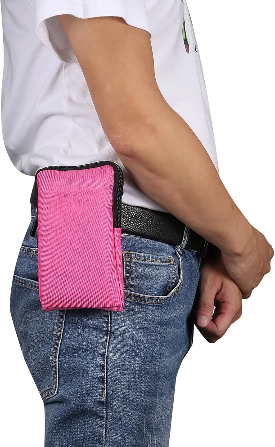 Cell Phone Belt Clip Bag for Men, Mobile Phone Shoulder Holster, Women Men Zipper Cell Phone Crossbody Sling Bag Shoulder Messenger Bag Smartphone Waist Pack with Card Holder Belt Loop Pouch Pocket