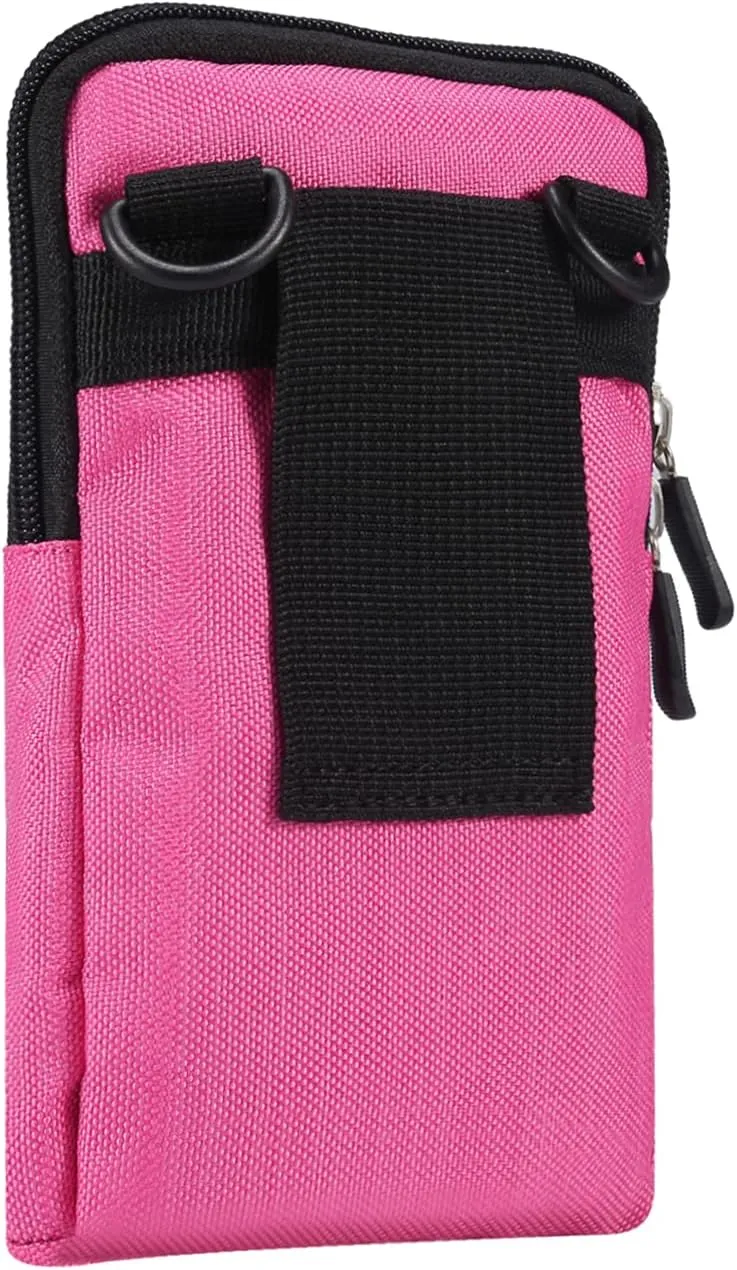 Cell Phone Belt Clip Bag for Men, Mobile Phone Shoulder Holster, Women Men Zipper Cell Phone Crossbody Sling Bag Shoulder Messenger Bag Smartphone Waist Pack with Card Holder Belt Loop Pouch Pocket