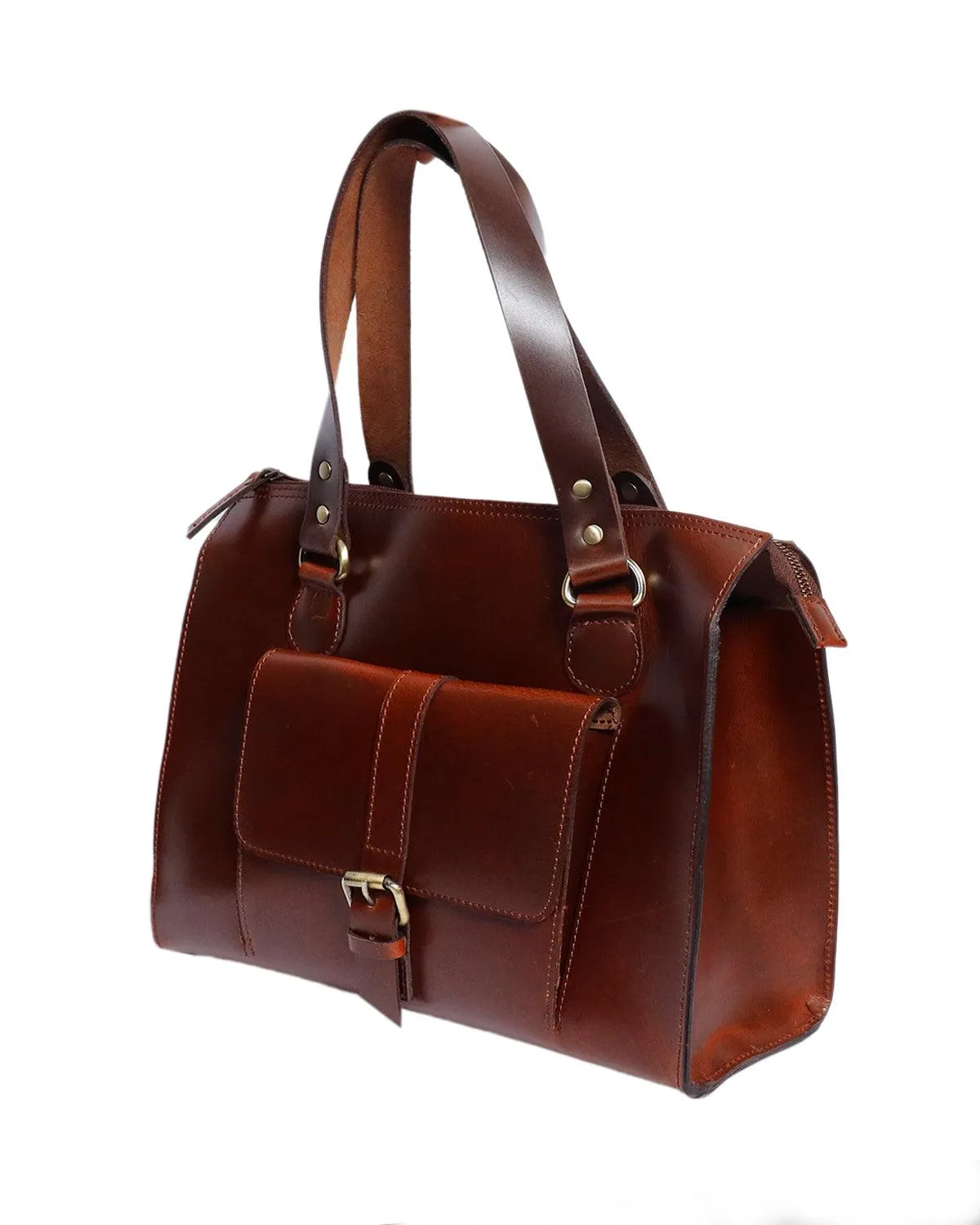 Celtic brown color pure leather tote bag for office use, Art: BG-1468