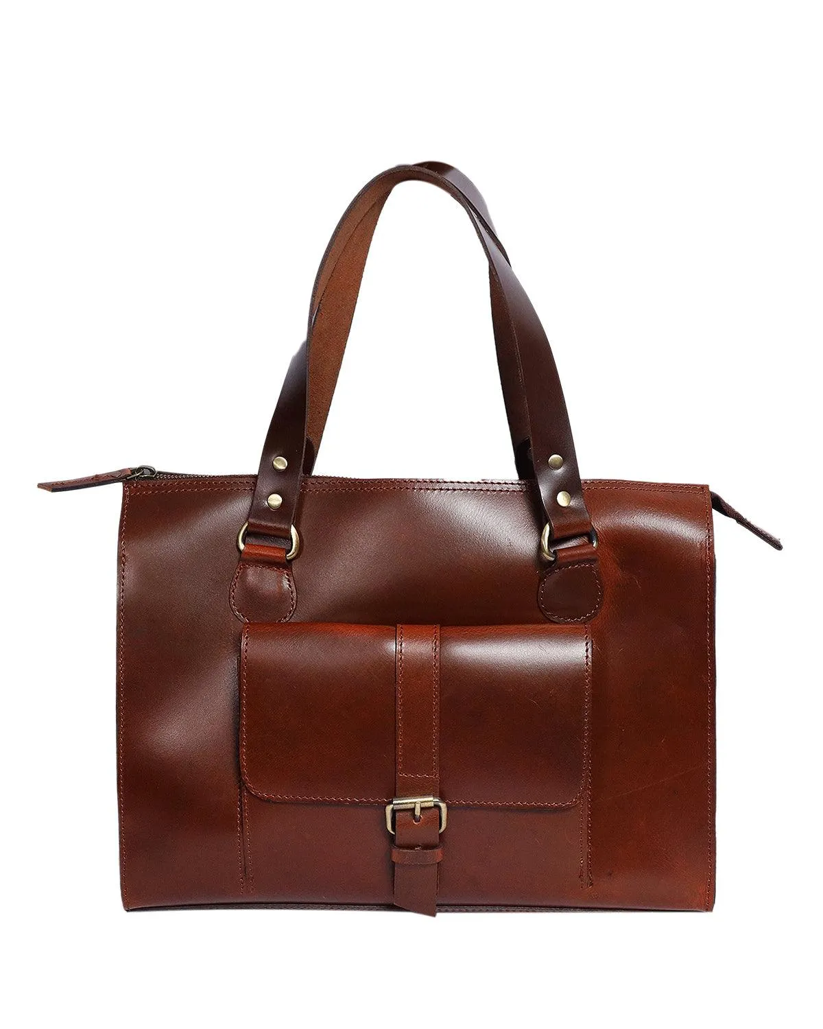 Celtic brown color pure leather tote bag for office use, Art: BG-1468