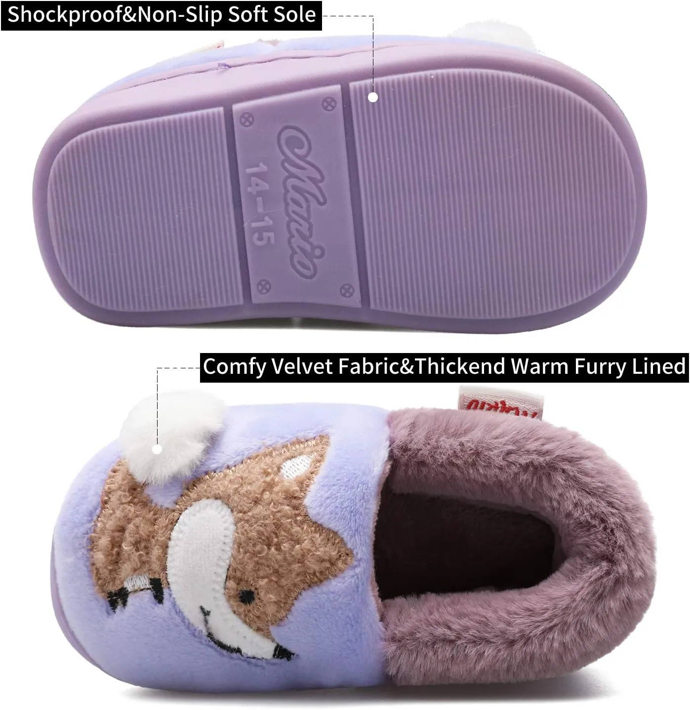 Centipede Demon Plush Warm Slippers for Girls Boys Kids Toddlers Winter Fur Lined Indoor House Home Shoes