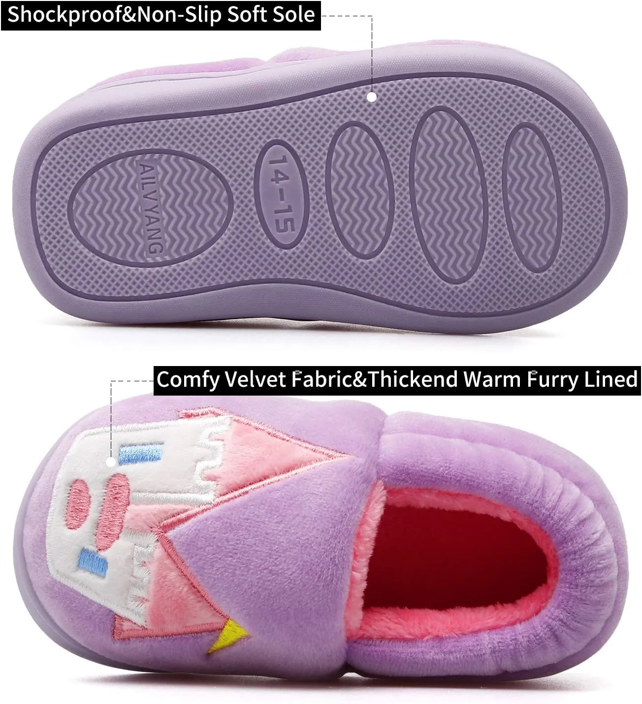 Centipede Demon Plush Warm Slippers for Girls Boys Kids Toddlers Winter Fur Lined Indoor House Home Shoes