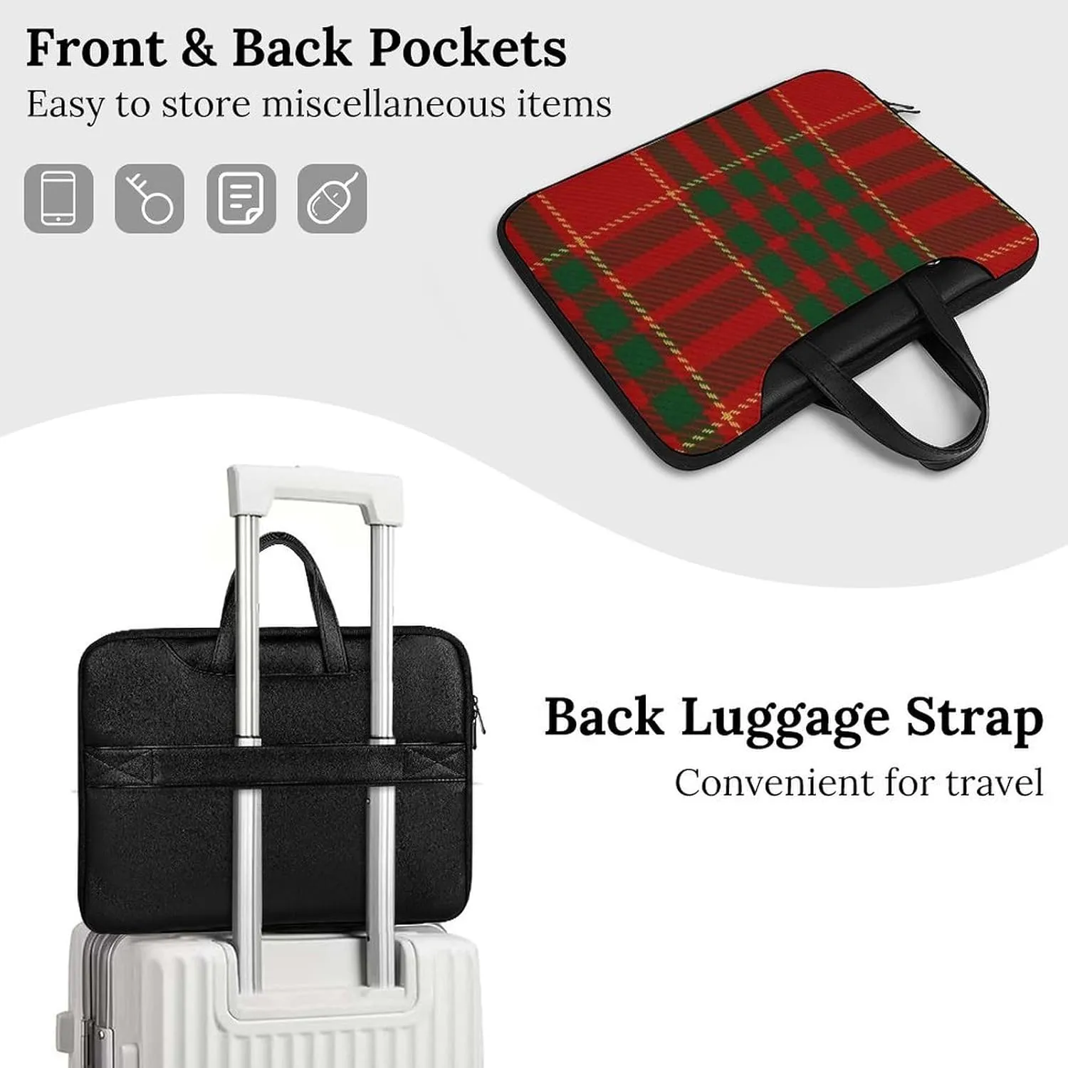 Checkered Black And White Handheld Single Shoulder Crossbody Laptop Bag Unisex