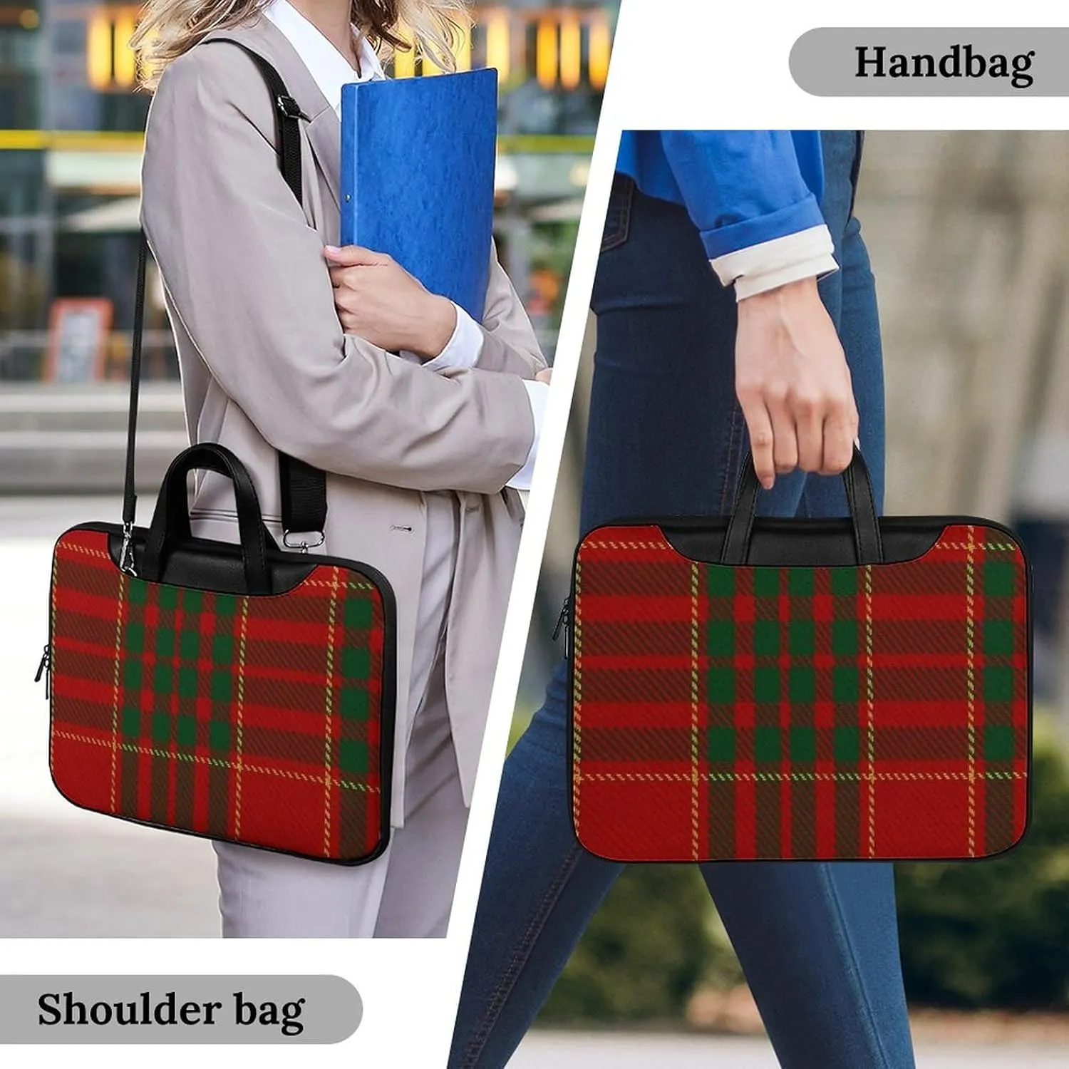 Checkered Black And White Handheld Single Shoulder Crossbody Laptop Bag Unisex