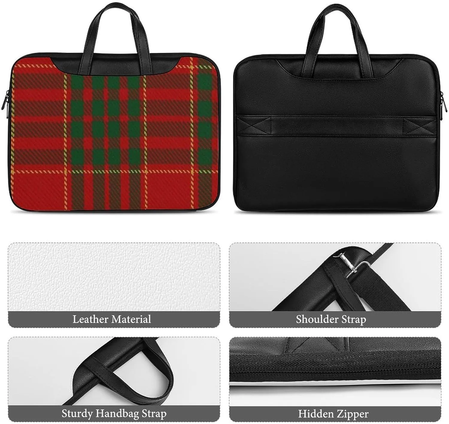 Checkered Black And White Handheld Single Shoulder Crossbody Laptop Bag Unisex