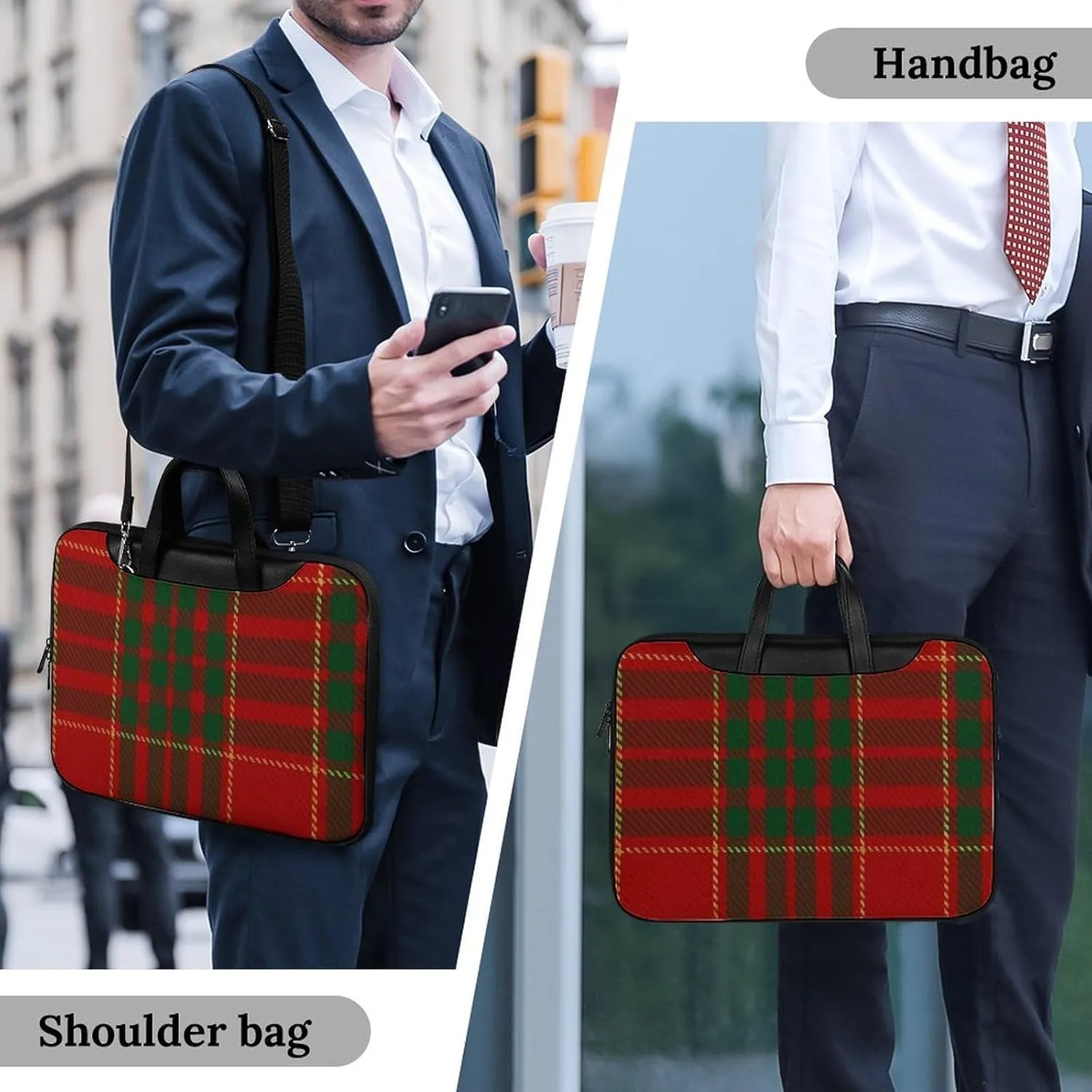 Checkered Black And White Handheld Single Shoulder Crossbody Laptop Bag Unisex