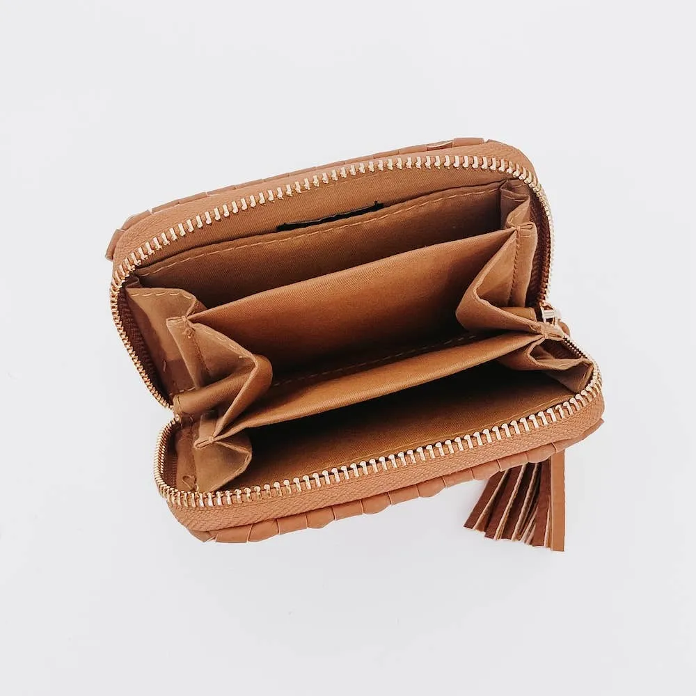 Checkered Brown Woven Wallet