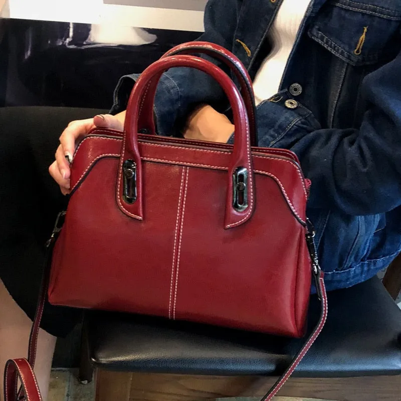 Chic Hand-Shoulder  Crossbody Satchel Leather Bags for Women
